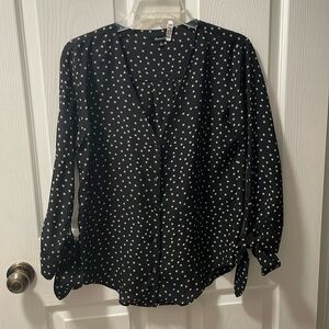 Madewell black starry silk blouse